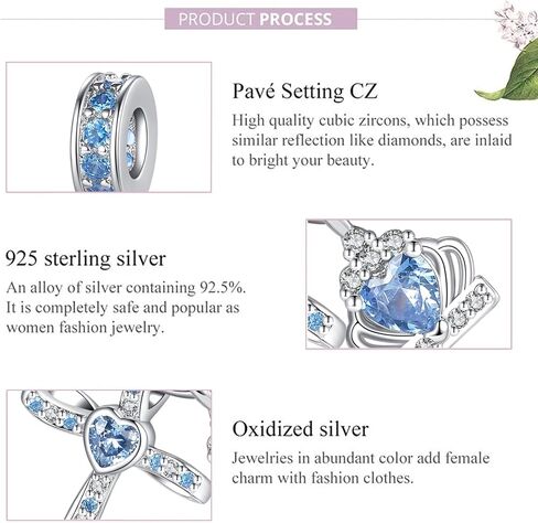 Silver Cross Birthstones Charm Fit for Pandora Charms Bracelet Crown Dangle Charms Beads Birthday Jewelry Gifts for Women in Saudi Arabia