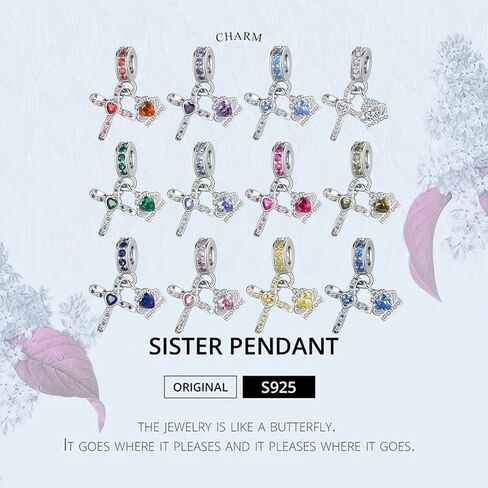 Silver Cross Birthstones Charm Fit for Pandora Charms Bracelet Crown Dangle Charms Beads Birthday Jewelry Gifts for Women in Saudi Arabia