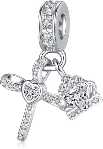 Silver Cross Birthstones Charm Fit for Pandora Charms Bracelet Crown Dangle Charms Beads Birthday Jewelry Gifts for Women in Saudi Arabia