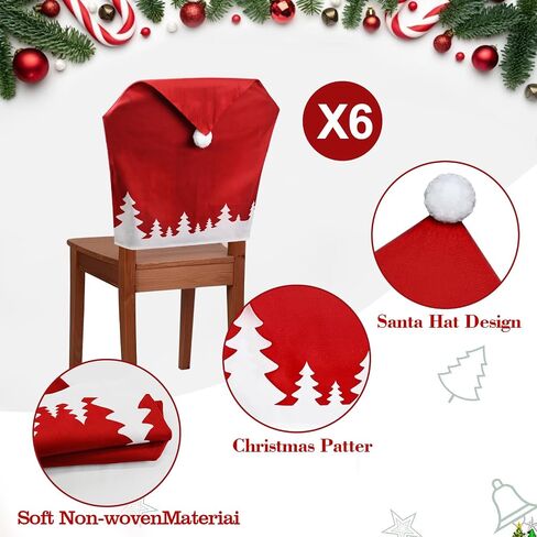 2PCS Christmas Chair Covers, Red Christmas Santa Claus Hat Xmas Chair Slipcovers Sets for Xmas Holiday Home Kitchen Decorations Dining Room, Office in Saudi Arabia