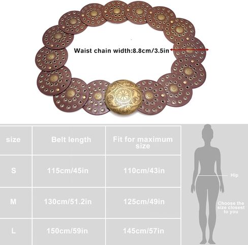 Gleamart Round Disc PU Leather Belt Vintage Western Cowboy Style Wide Belt Gift For Women in Kuwait