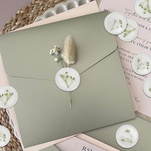 50 Pcs Self Adhesive Wax Seal Stickers White Dry Floral Wax Seal Sticks Backing Envelope Seals Wedding Wax Seal for Wedding Invitations Gift Wrap in Saudi Arabia