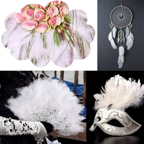 ريش ملون للحرف اليدوية مقاس 3.5-5.5 انش بالوان اخضر واصفر وارجواني من ماردي جراس لتزيين الحفلات والكرنفال (300 قطعة بلون اخضر وذهبي وارجواني) in Kuwait