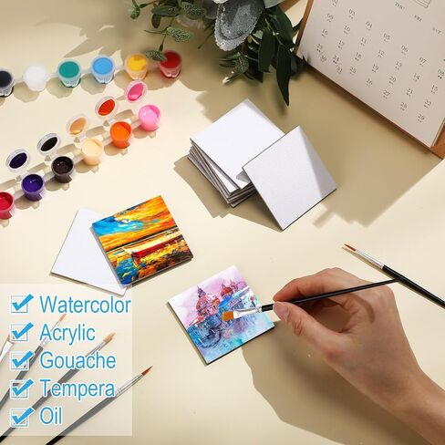 12 Set Magnetic Painting Canvas Kit Small Magnet Canvas Panels Mini Painting Board Paint and Sip Set for Fridge Arts Watercolor Acrylic Paint Crafts Project(Mixed Styles,Assorted Sizes) in Saudi Arabia