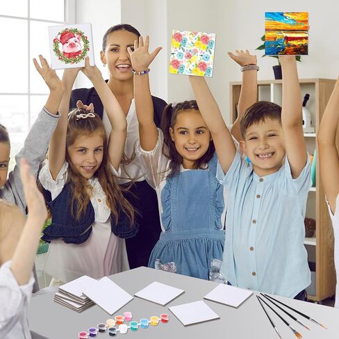 12 Set Magnetic Painting Canvas Kit Small Magnet Canvas Panels Mini Painting Board Paint and Sip Set for Fridge Arts Watercolor Acrylic Paint Crafts Project(Mixed Styles,Assorted Sizes) in Saudi Arabia