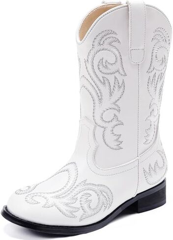 Cowgirl Boots for Girls Boys Kids Cowboy Riding Boots Western Embroidery Mid-Calf Square Toes Girl Shoes Birthday Party Toddler/Little Kid/Big Kid in Kuwait