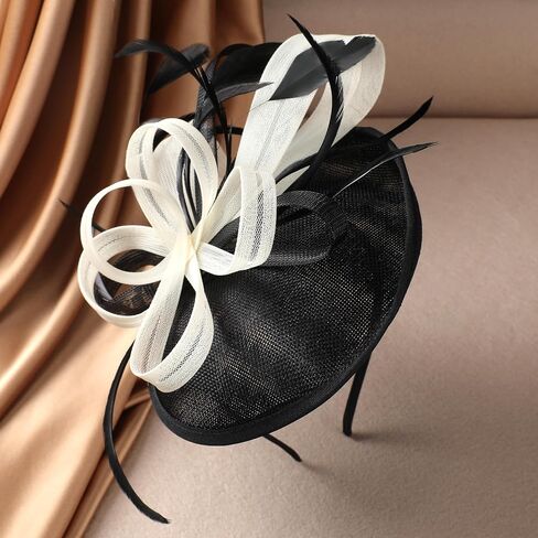 Black Feather Fascinators Headband - 2024 Vintage Kentucky Derby Hats Mesh Victoria Tea Party Hat for Women in Saudi Arabia