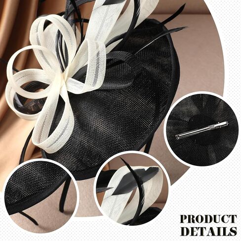 Black Feather Fascinators Headband - 2024 Vintage Kentucky Derby Hats Mesh Victoria Tea Party Hat for Women in Saudi Arabia