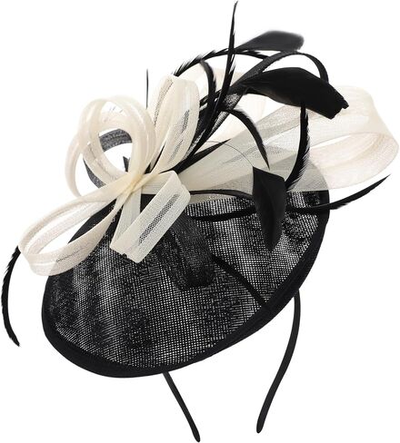 Black Feather Fascinators Headband - 2024 Vintage Kentucky Derby Hats Mesh Victoria Tea Party Hat for Women in Saudi Arabia