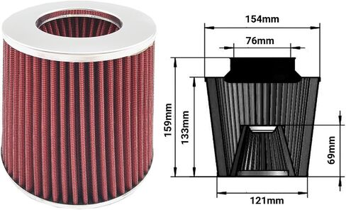 2.75 Inch Short Ram Air Intake Kit + Filter for Volkswagen Golf Jetta Beetle with 1.8L 1.9L 2.0L 2.8L 1999-2005; for Audi TT/TT Quattro 1.8L Turbo Engine 2000-2006 (Red) in Kuwait