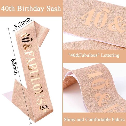 40th Birthday Sash and Crown for Women Rose Gold 40th Birthday Decorations for Women 40 and Fabulous Decorations 40 Year Old Birthday Gifts for Women in Saudi Arabia