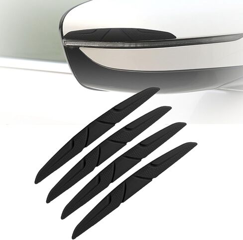 4PCS Car Door Edge Guard,Car Rearview Mirror Protective Strip，Car Bumper Body Protector Trim Guard，Silicone Anti-Static Car Guard Sticker for Most Car Universal Sticker (4PCS-Black) in Saudi Arabia
