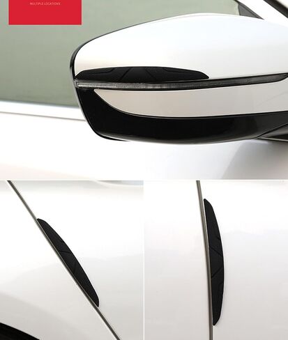 4PCS Car Door Edge Guard,Car Rearview Mirror Protective Strip，Car Bumper Body Protector Trim Guard，Silicone Anti-Static Car Guard Sticker for Most Car Universal Sticker (4PCS-Black) in Saudi Arabia