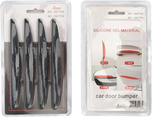 4PCS Car Door Edge Guard,Car Rearview Mirror Protective Strip，Car Bumper Body Protector Trim Guard，Silicone Anti-Static Car Guard Sticker for Most Car Universal Sticker (4PCS-Black) in Saudi Arabia