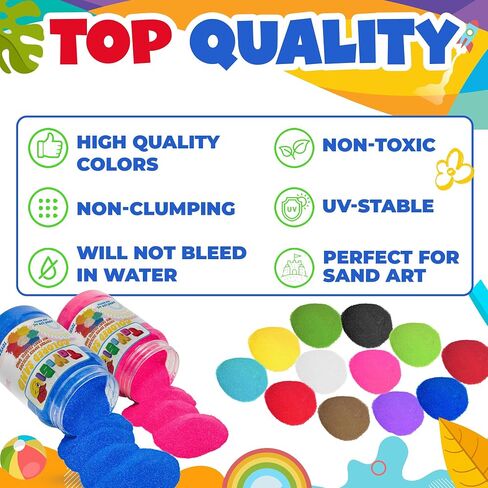 Toyssio - Sand Art Sand [ 20 Colors: 30 lbs ] Craft Sand, Colored Sand for Crafts, Sand Art Bulk, Sand in Bulk, Art Sand, Sandbox, Sand for Crafts for Kids Age 3+, Non-Toxic, 20 Jars in Saudi Arabia