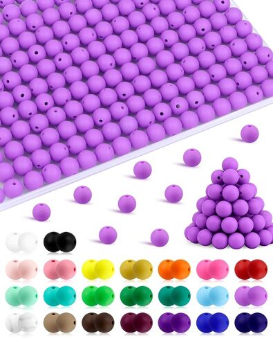 180PCS FIVEIZERO Small Silicone Beads, 30 Colors 9mm Silicone Beads Focal Beads Rubber Round Beads Mixed Color Silicone Beads Bulk for DIY and Keychain Accessories Silicone Beads Crafts Making in Saudi Arabia