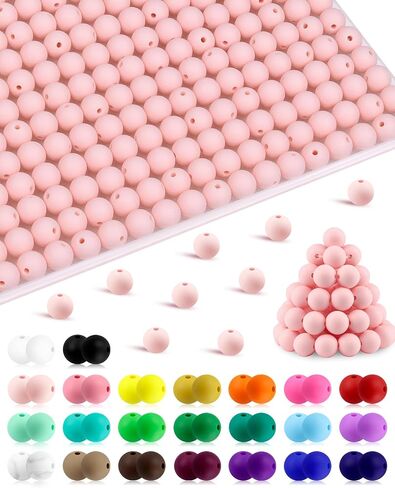 180PCS FIVEIZERO Small Silicone Beads, 30 Colors 9mm Silicone Beads Focal Beads Rubber Round Beads Mixed Color Silicone Beads Bulk for DIY and Keychain Accessories Silicone Beads Crafts Making in Saudi Arabia