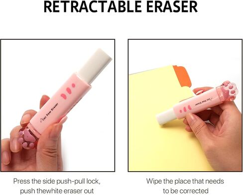 9 Pcs Cute Cat Paw Stationery Set Pencil Sharpener Retractable Eraser Correction Tape Sticky Notes Ruler Mini Scissors Utility Cutter School Office Supplies (Pink) in Saudi Arabia