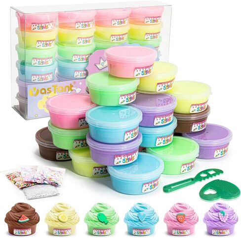 Slime Kit for Girls and Boys, Safe and Fluffy Slime for Kids, Stress Relief Kids Slime Kits for Toddlers, Stretchy Butter Slime Pack of 6 in Kuwait