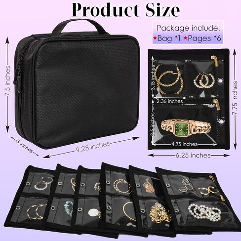Travel Jewelry Organizer Case,Small Jewelry Bags Jewelry Storage Book Binder with Clear Zipper Velvet Pouch for Traveling,Earrings, Rings, Necklace, Bracelet (Pink) in Saudi Arabia