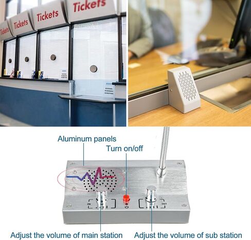 Window Intercom Window Speaker Two Way Intercom Speaker with Mute Function Ticket Counter Interphone for Bank Office Restaurant Hospital Clinic Silver in Kuwait