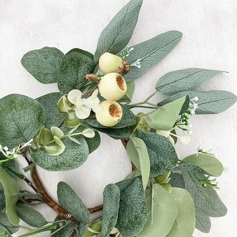 2 Pieces Candle Rings, Candle Rings Wreaths 3 Inch Center Artificial Eucalyptus Leaves Wreaths Small Boho Wreath Pillar Candle Holder for Wedding Home Door Tabletop Decor(B) in Saudi Arabia