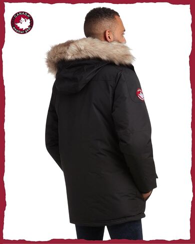 سترة رجالية من CANADA WEATHER GEAR - معطف باركا مبطن بالصوف القطبي ثقيل الوزن مع غطاء رأس من الفرو الصناعي - سترات دافئة للرجال (M-XXL) in Kuwait