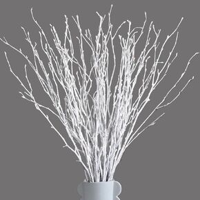 50Pcs Dried White Birch Twigs Branches - 100% Natural 17" Painted Birch for Wedding, Vases Filler, Sticks for Centerpiece, Floral Arrangement, Twig Wreath, Rustic Decor