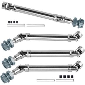 RC Upgrades Part #45 Steel Drive Shaft Axles&Wheel Hex Hub for 1/10 Kraton 4S V2 BLX,Outcast 4S V2 BLX,Harden Front Rear CVD Driveshafts Hops up,Silver with Titanium,4PCS(Only Fit V2)
