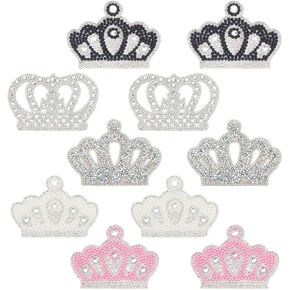 10pcs Crown Patches - Iron on Rhinestone Crystal Crown Patch Appliques for DIY Clothes, Dresses, Pants, Hats, Jeans, Shoes, Bags