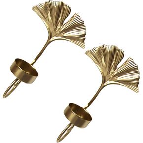 Metal Tealight Candle Holder Wall Sconces Candle Holder Set of 2 Iron Retro Leaf Design Golden for Living Room Bathroom Dining Room Office Hotel Decorations Hanging Candle Sconces