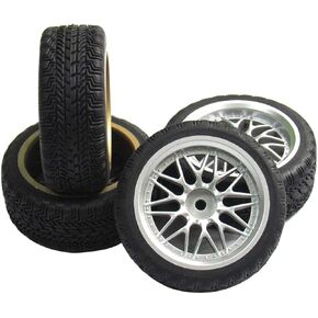 12mm Hub Wheel Rims Rubber Tires for RC 1/10 on-Road Touring Racing Car A for RC 1: 10 on-Road Racing car, Drift, Touring car (4pcs)