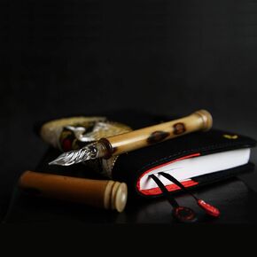 Handmade Bamboo Dip Pen Crystal Calligraphy Pen Signature Dipped Pen for Artist,Writing Drawing Glass pen