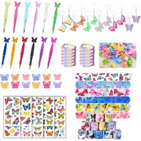 Butterfly Party Favors Set with Butterfly Keychains Bracelet Tattoo Stickers Wristbands Hair clips Butterfly Pens Butterfly Party Supplies Butterfly Birthday Decorations