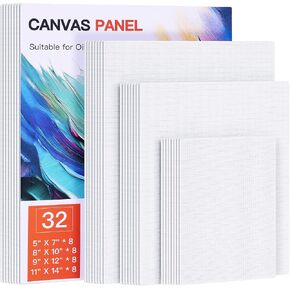 Fixwal Canvases Boards for Painting, 18 Pack Art Painting Canvas Multipack, 4x4, 5x7, 8x10, 9x12, 11x14 Inches 3mm Canvas Panels, Painting Supplies for Acrylic, Oil Paint, Tempera, Watercolor, Gouache in Kuwait