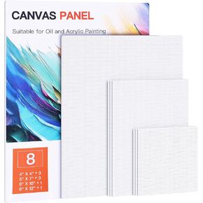 Fixwal Canvases Boards for Painting, 18 Pack Art Painting Canvas Multipack, 4x4, 5x7, 8x10, 9x12, 11x14 Inches 3mm Canvas Panels, Painting Supplies for Acrylic, Oil Paint, Tempera, Watercolor, Gouache
