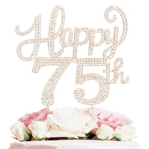 Happy 80th Birthday Purple Rhinestone Cake Topper - 80th Birthday/Anniversary,Cheers to Eighty Years Old Bday Party Metal Sparkly Centerpieces Decorations.
