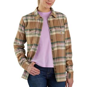 قميص Carhartt النسائي من سلسلة Tencel Fiber ذو تصميم مريح وأكمام طويلة من الفلانيل