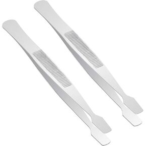 2 Pcs Stamp Tweezers Stainless Steel Stamp Collecting Supplies Philately Stamps Collector Tools Flat Wide Tip Precision Tweezers for Stamps, Documents, Photo Development