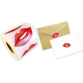 Red Lip Stickers Removerable Perforated Self Adhesive Kisses Stickers for Arts, Party Supplies, Scrapbooking, DIY Decorating Crafting, Perforated Self Adhesive Kisses Love Sticker (500)