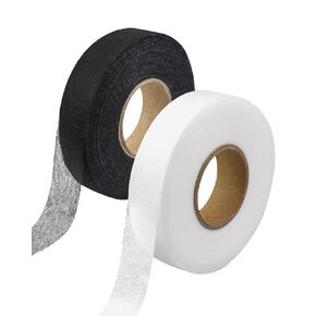 140 Yards 3/4 Inch Hemming Tape, Black White 2 Rolls No Sewing Hem Tape Iron on Stitch Witchery Tape for Curtain Pants Dress Crafting Projects