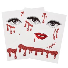 Merroyal Vampire Face Jewels, Vampire Accessories, Vampire Face Stickers for Halloween Costumes 2 Packs