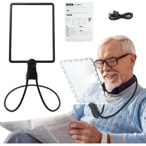 عدسة مكبرة 5X بدون استخدام اليدين مع ضوء، مكبر صفحة كبيرة للقراءة، مكبر صفحة كتاب كامل مع معقوفة مرنة و50 مصباح LED لكبار السن لإصلاح صحيفة الخياطة in Kuwait