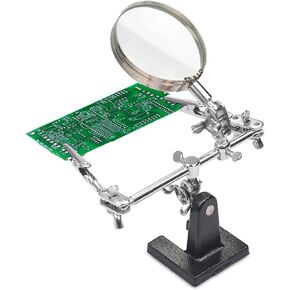 Led Light Helping Hands Soldering Magnifier Station Professional 3.5X 12X Magnifying Glass Stand with Alligator Clips for Soldering, Crafting and Inspecting Micro Objects