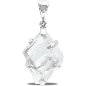 Starborn Petalite Crystal Raw Stone Pendant in Fine Sterling Silver