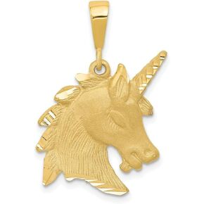 14k Yellow Gold Diamond Cut Unicorn Head Charm