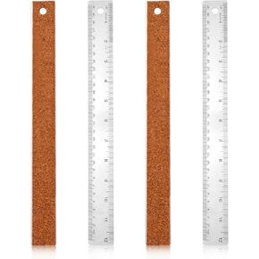 2pcs Metal Ruler with Cork Backing, 12 Inch Stainless Steel Straight Edge Cork Backed Ruler Imperial & Metric Cork Base Ruler Measuring Tool Set for Woodworking Drafting School Office Supplies
