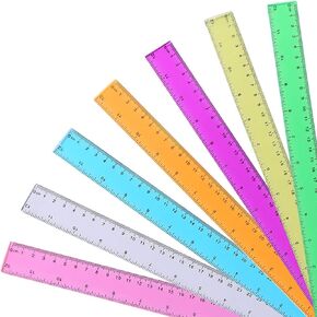 6 Inch 8 Inch 12 Inch Plastic School Rulers, 3 Pack Clear Ruler with Inches and Centimeters Drafting Office Tools for Student School Office