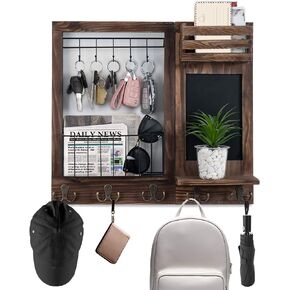 حامل مفاتيح للجدار، منظم البريد على الحائط مع 5 خطافات ورف، ديكور حائط مع 5 خطافات مزدوجة وسبورة طباشير لمعطف المنزل/الرسائل/سلسلة الكلاب/المدخل/الردهة/ديكور غرفة المعيشة in Kuwait