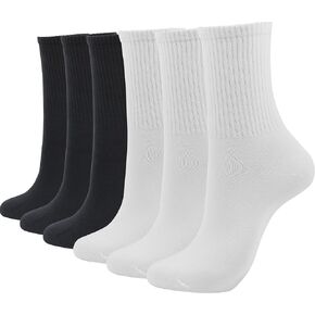 BenSorts Women Crew Sock Casual Cotton Calf Socks 6 Pairs Size 5-11